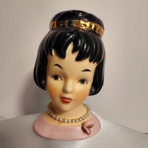 1963 Japan - Lady Head Vase with Pearl Necklace - Please Read Decscription
